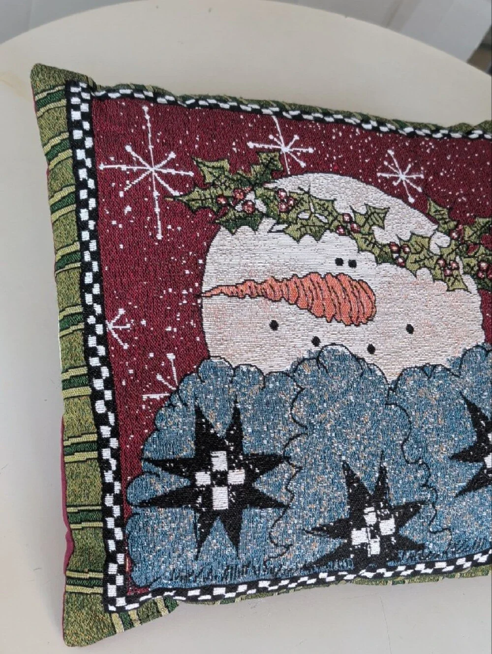 Lisa Hilliker Snowman Tapestry Holiday Pillow  Square 16